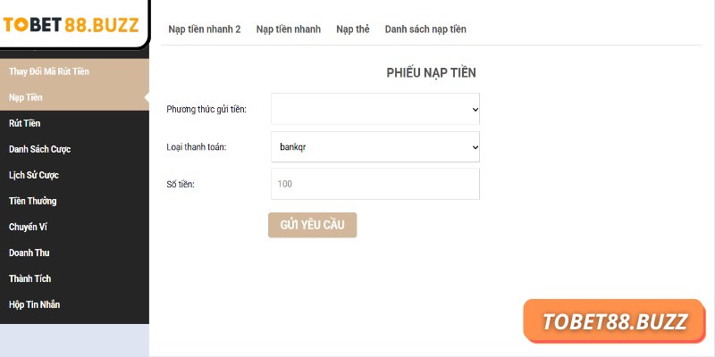 Nạp Rút Tiền tobet88 1 Nạp rút tiền ToBet88 uy tín giúp giao dịch diễn ra an toàn